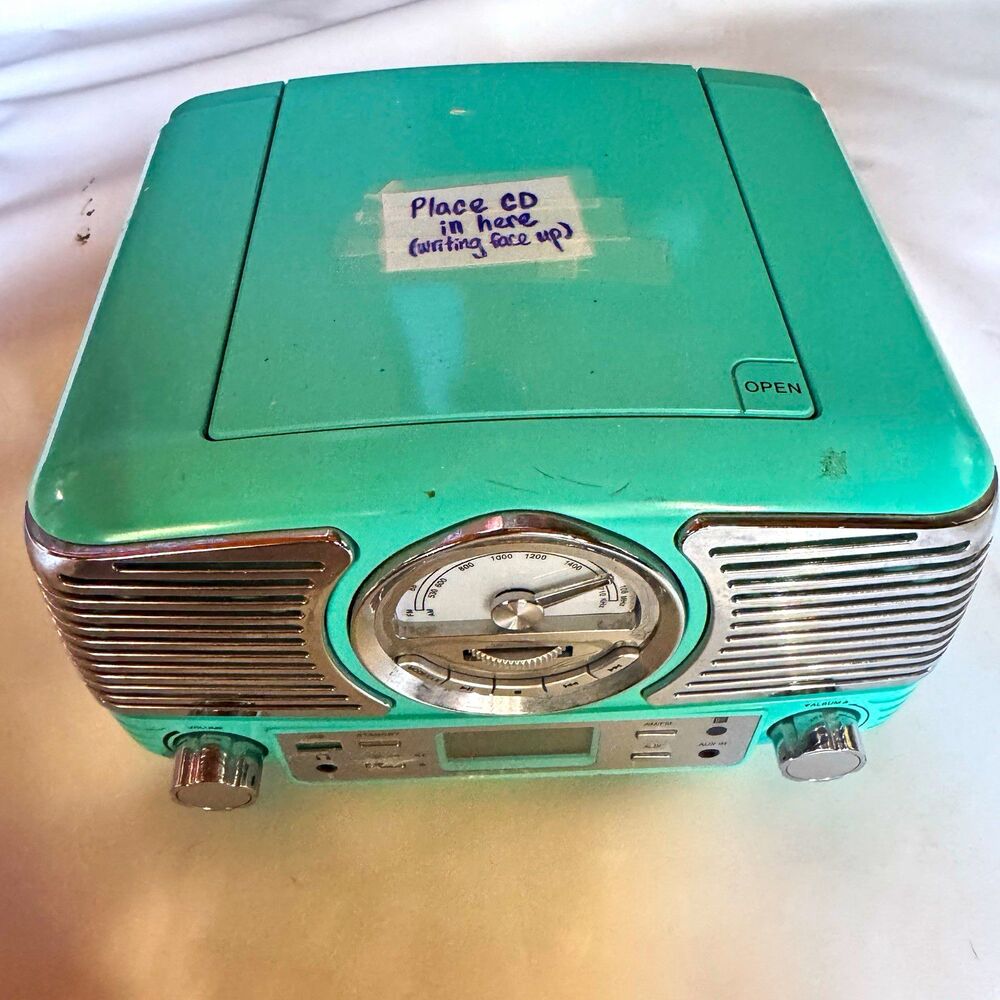 TechPlay QT62BT-TRQ Turquoise AM/FM CD Player Stereo w/ Bluetooth USB AUX